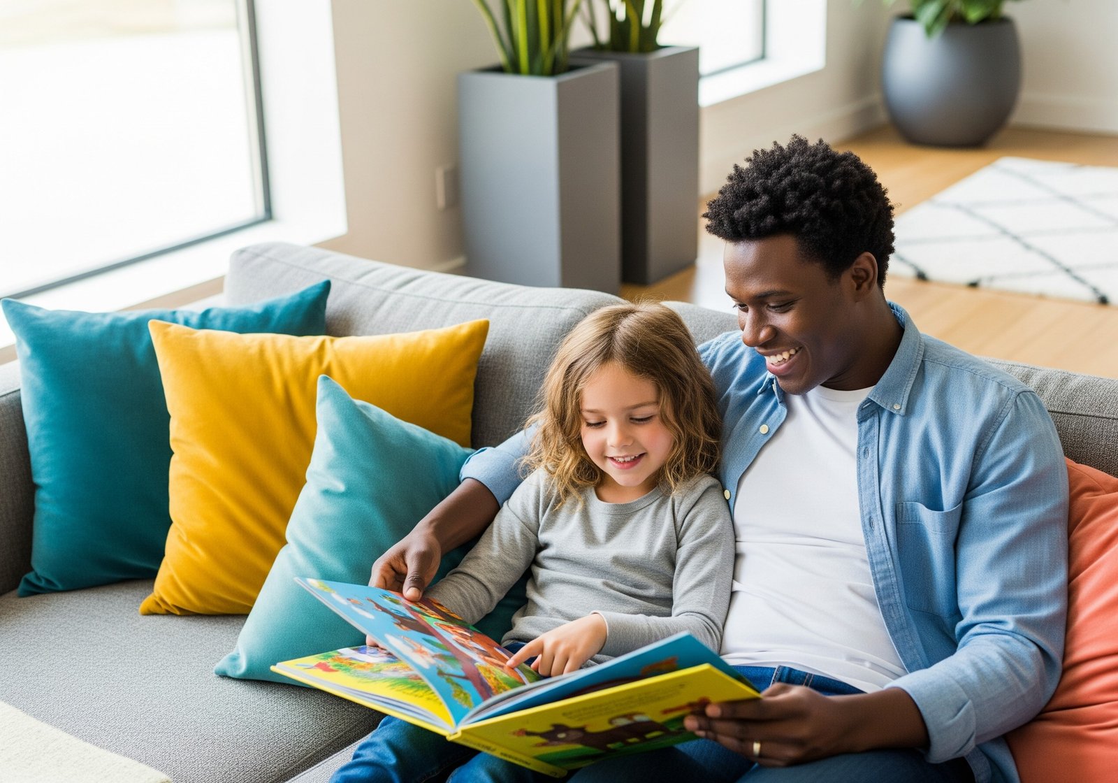 Parent and child reading together